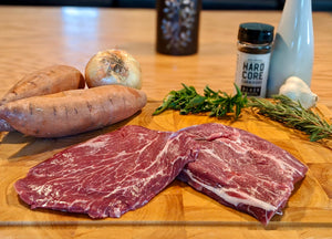 GRASS FED & FINISHED, DRY AGED 9-10 OZ FLAT IRON STEAK